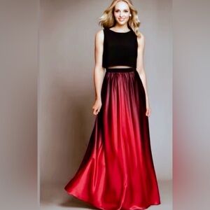 Betsy & Adam Ombré Elegant Red Black Maxi Gown Dress Size 10